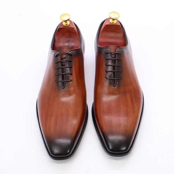 Men's Whole Cut European Oxford Genuine Leather Black, Lace-up dress Shoes