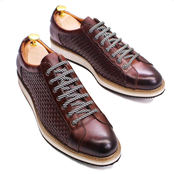 Exceptional Construction Leather European Brown Luxury Men's Fashion Sneaker
