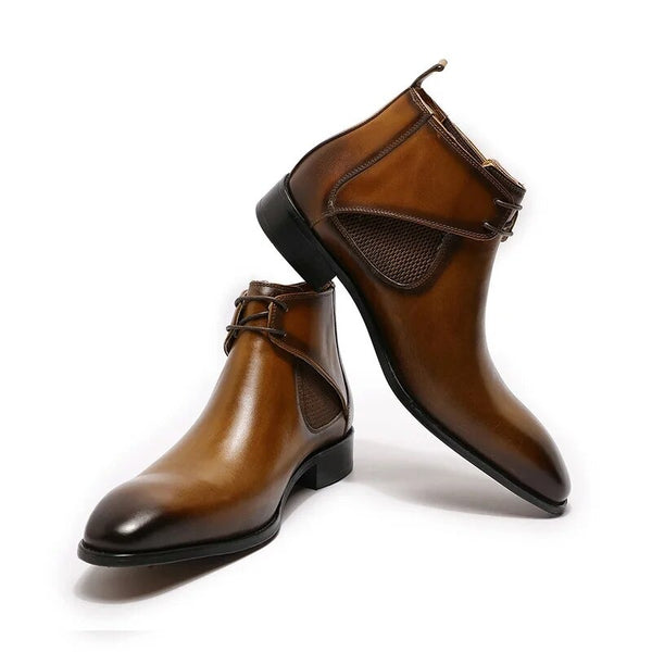 Luxury Design Fashion Men's Genuine Leather Chukka Ankle Black, Brown  Dress Boots